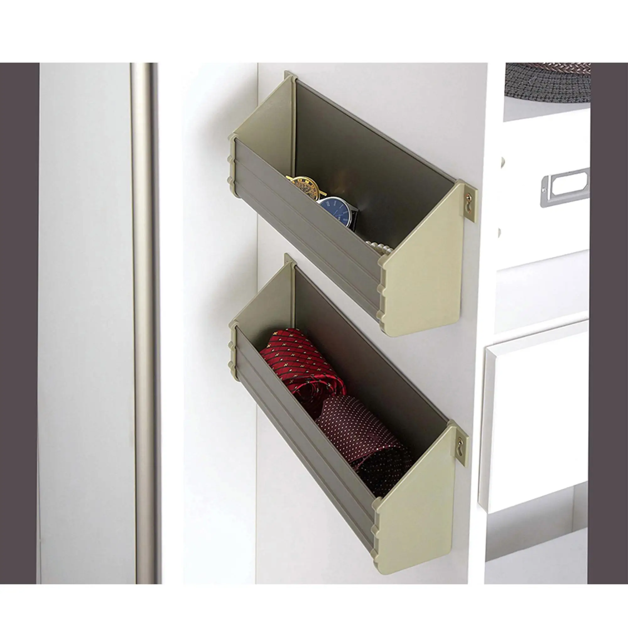 Moka colors High quality wall mounted wardrobe storage holders wholesale baskets box wardrobes pantry organizer