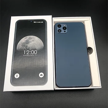 E0402l Popular i12Pro max 6.5 inch Global 5G Dual Sim Card Face Finger Unlock Android 10.0 Blue Color 512gb  Smart phone
