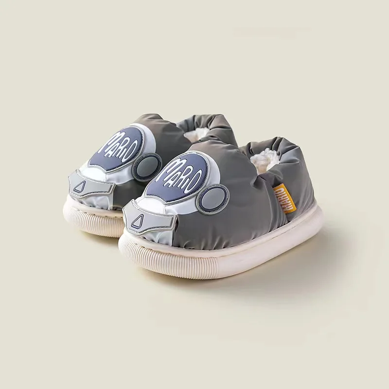 Spaceman Cartoon Boys Girls Anti Slip Thicken Sole Down Cloth Waterproof 2022 Winter Shoes For Kids