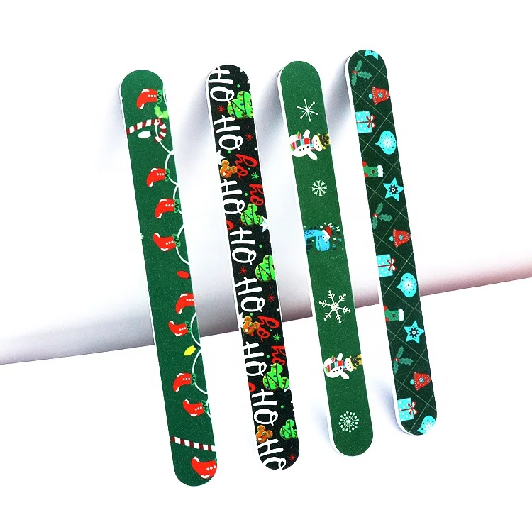 Ziri Factory Wholesale Colorful Printing Festival Emery Board Custom Logo Limas Double Side Christmas Nail File