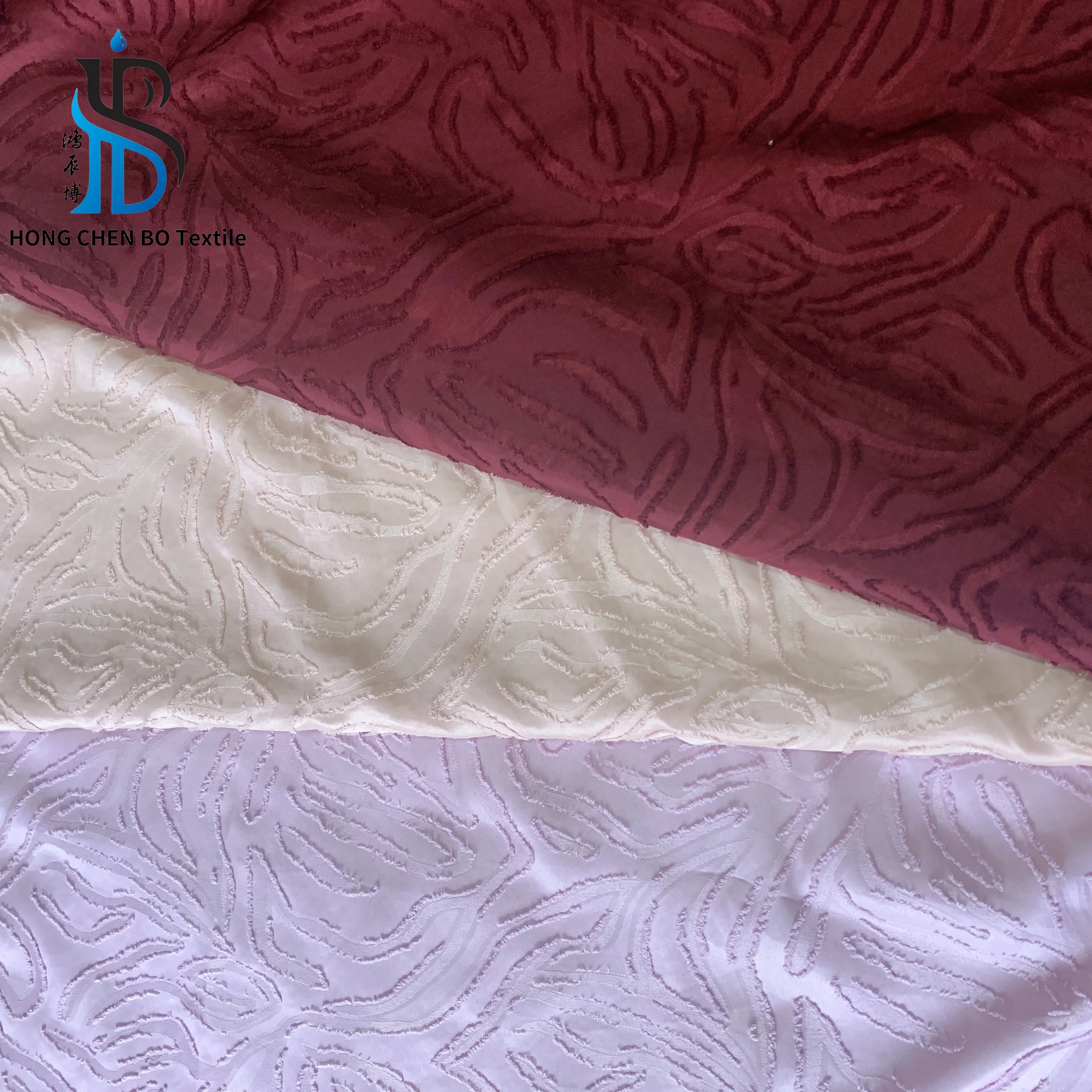 Breathable Soft Irregular stripe pattern polyester dobby jacquard fabric cut flower chiffon for maxi dress