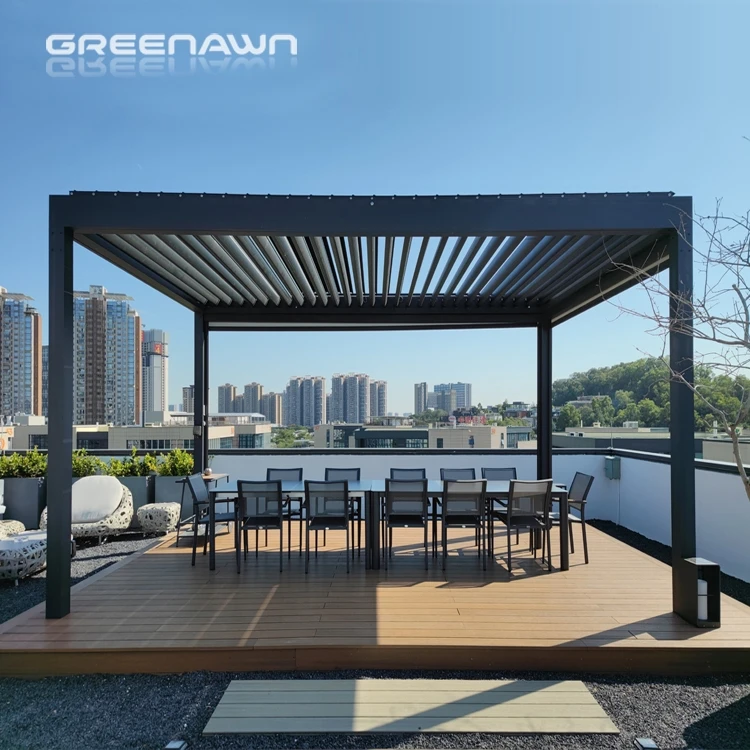 Motorised Pool Enclosure Freestanding Aluminum Louvre Sun Pergola Louvered Patio Roof Garden Shed