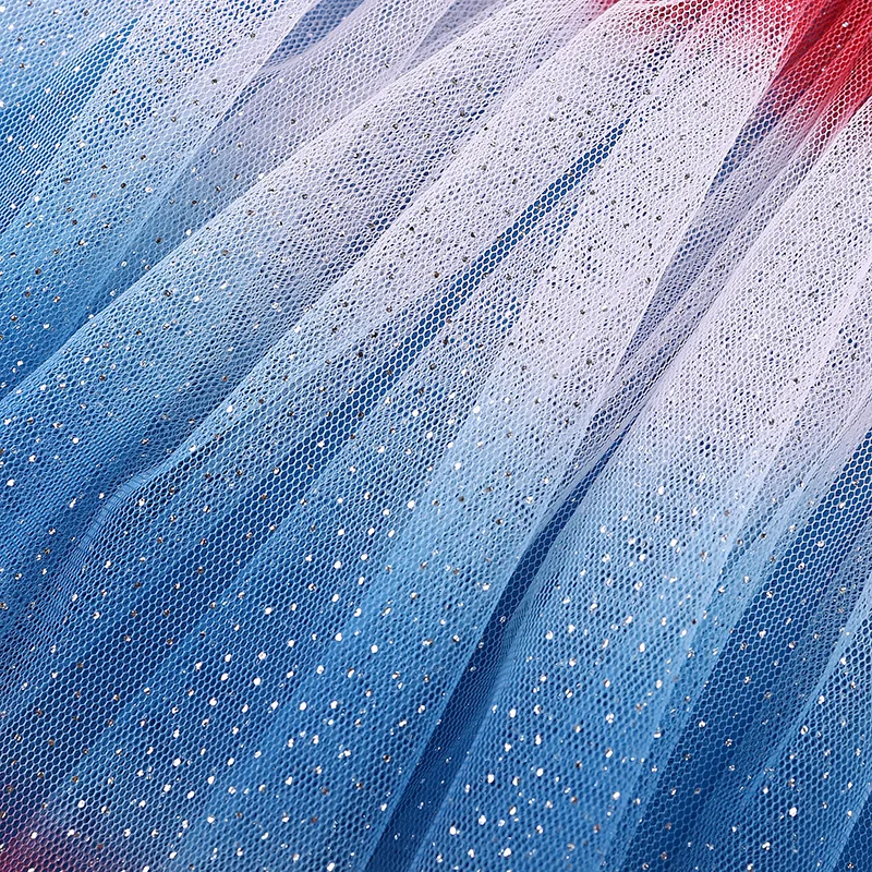 July 4th Soft Chiffon Children White/Blue/Red Mini Skirts Princess Sparkle Baby Girl Tutu Skirt