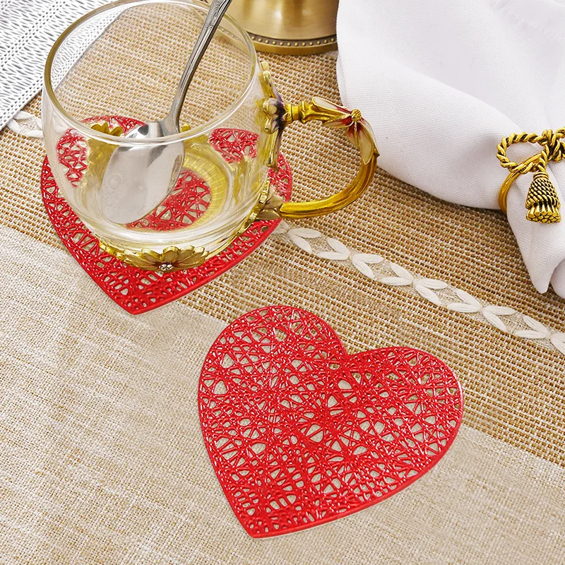 Hot selling Durable Custom PVC Drink Coasters Heat Resistant Heart Shape PVC Coaster HOME