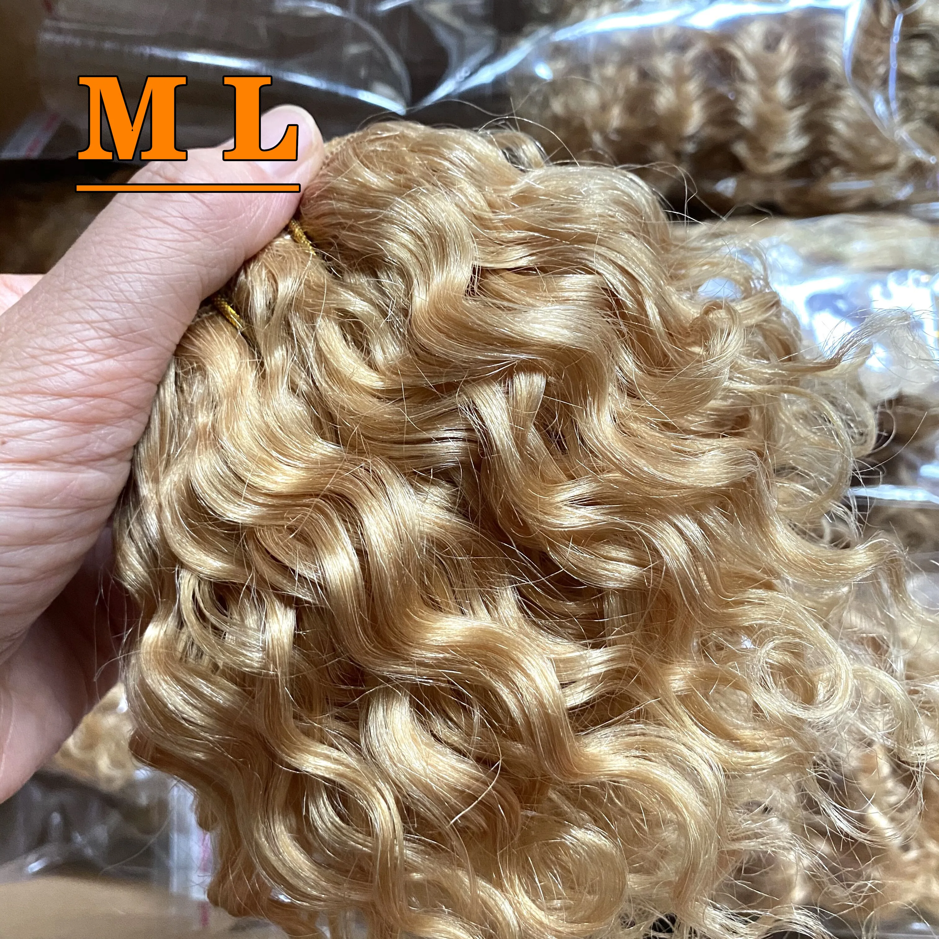 DIY Dolls Hair Extensions Goat hair weft 8' length yak tail hair curly type