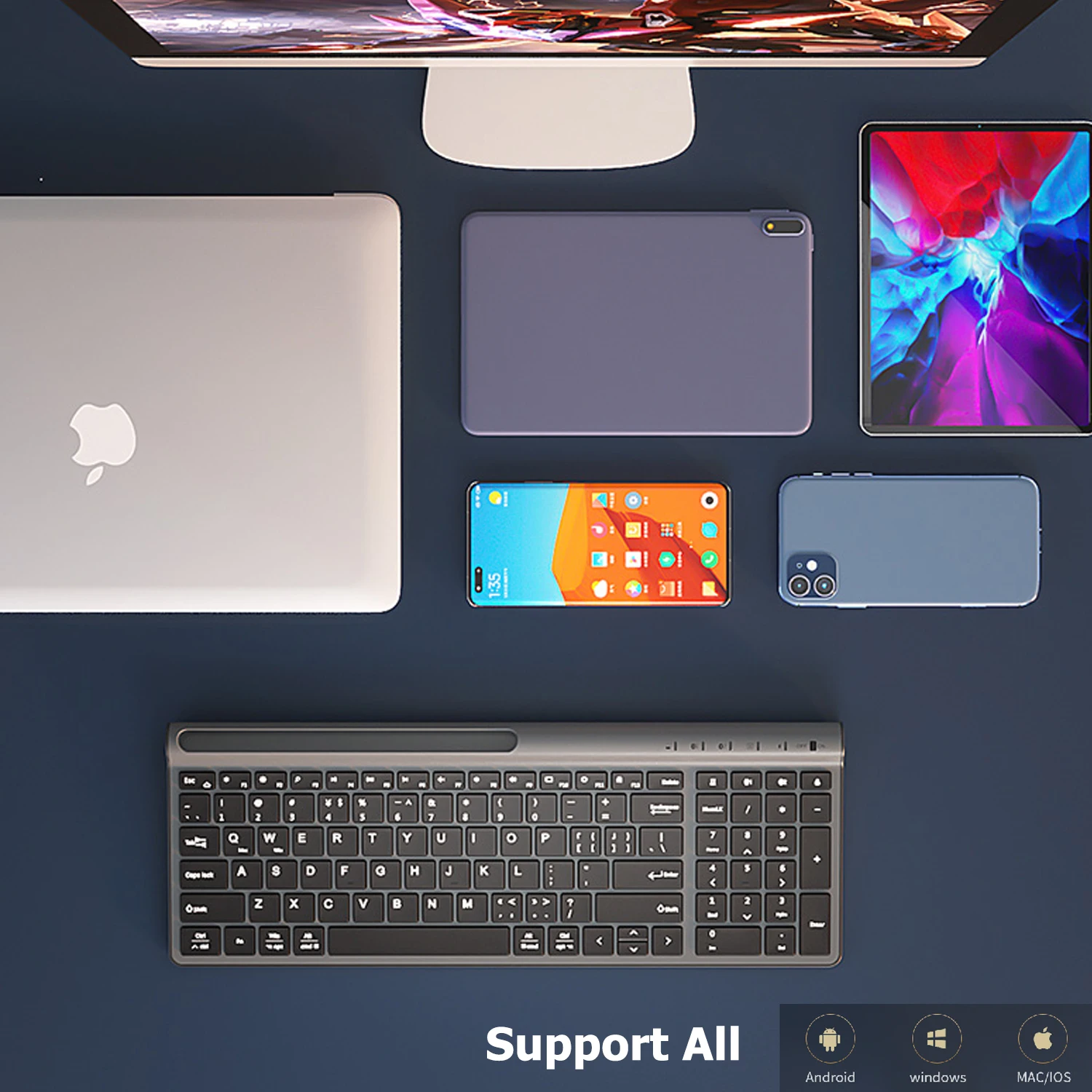 Guangdong Custom Office 2.4G Plug And Play Silent Multi Device Keyboard and Mouse Wireless Combo For Computer Tablet Phone