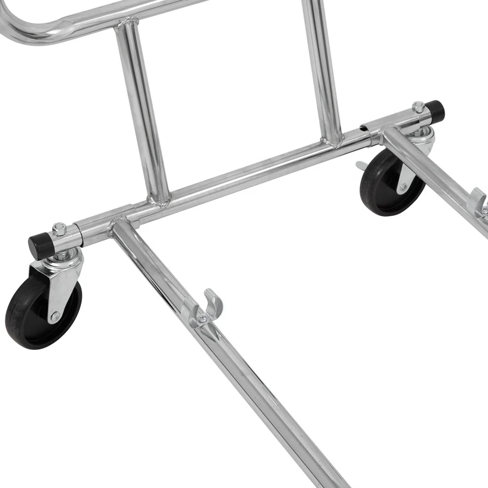 Factory Wholesale Double Rails Rolling Modern Heavy Duty Clothing Rack With Wheels Heavy Duty Clothing Garment Rack