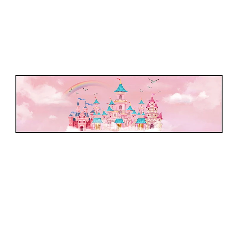 
Cartoon boy bedroom room mural children room girl princess room bed hanging picture castle decorative picture 