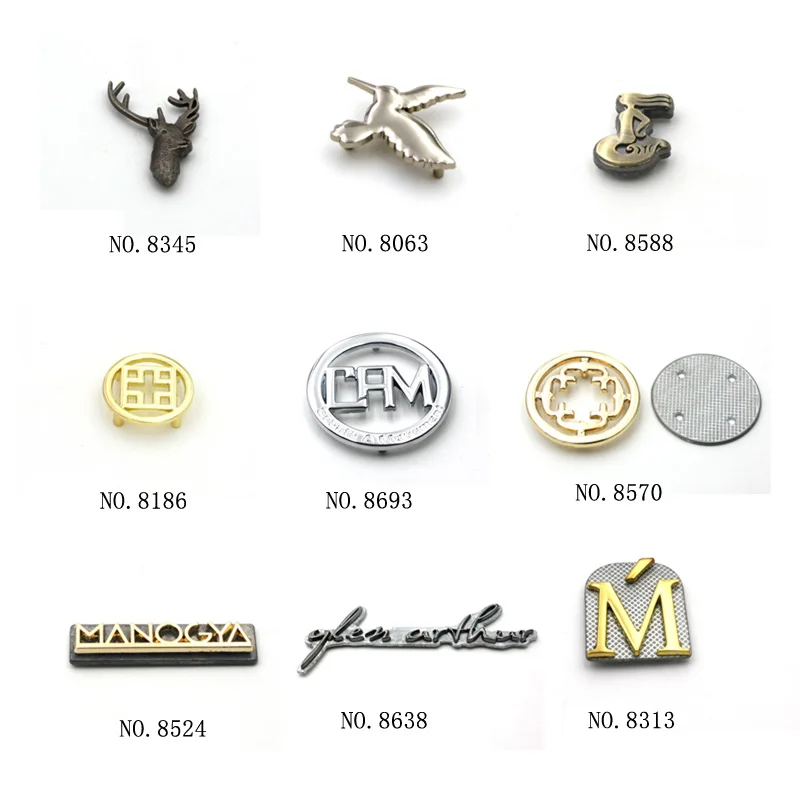 High End Brand Design Metal Letters Logo custom logo plate Metal Bag Logo for Shoulder Bag