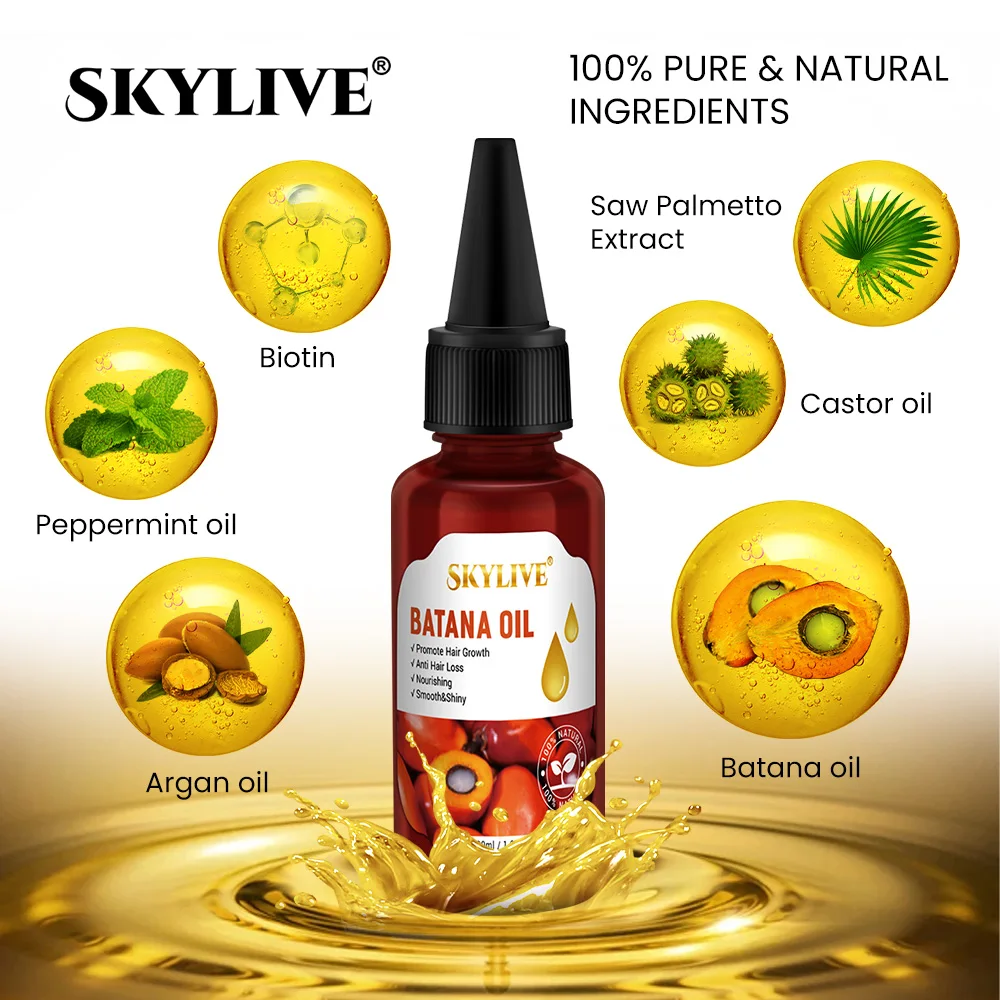 Hot New Product Organic 60ml 100% Raw Natural Batana Hair Oil Strengthen Hair Repair Damage Hair Eyelash Growth Batana Oil