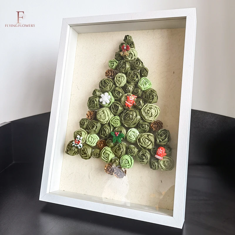 Creative home decor paper art picture frame painting handmade DIY napkin origami rose