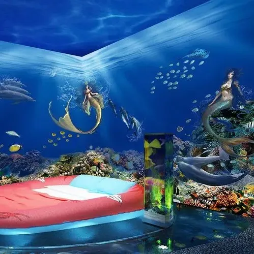 2020 высококачественные 3d обои морская тематика кафе бар ресторан горячий горшок рестораны Русалка Настенные