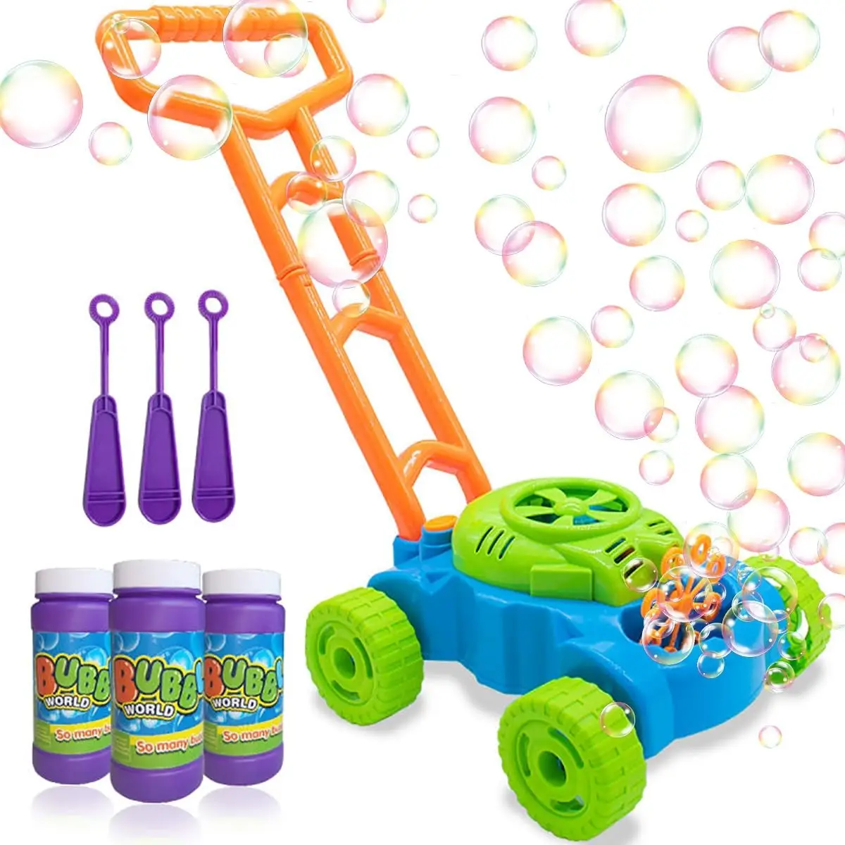 Bubble Lawn Mower Kids Bubble Blower Maker Machine Indoor Outdoor Push Backyard Gardening Toys