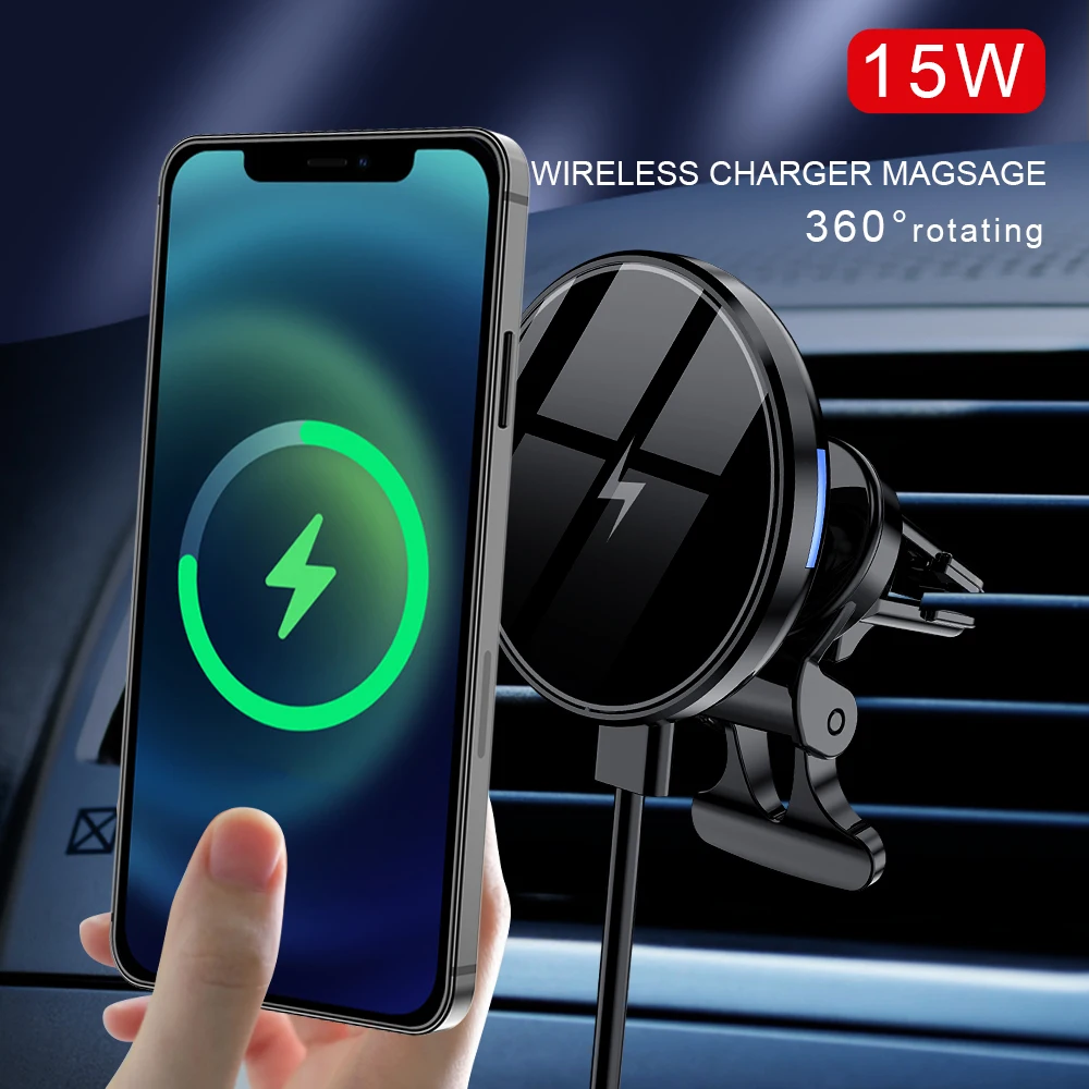 D7 fast charging car chargers powerful 15W wireless charging magnetic car mobile phone holder ABS+Acrylic