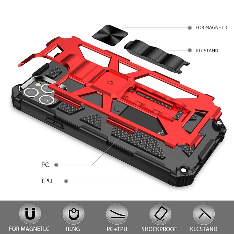 Wholesale price Protective Armor TPU PC Case For IPhone 11 12 pro max, Kickstand Phone Cover for Samsung A02S A52 A72 4G/5G