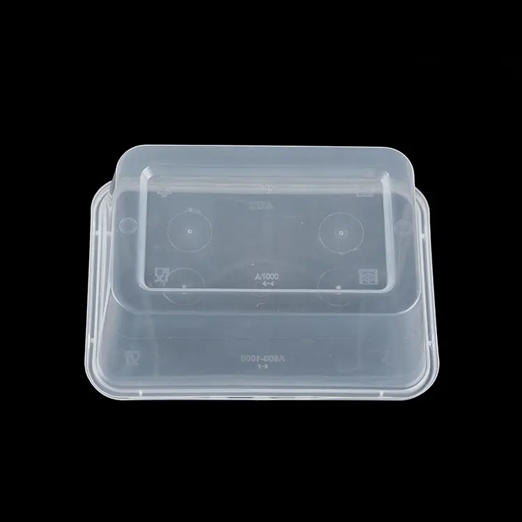 1000ml Rectangular Takeaway Boxes Plastic Deli 33Oz Pp Microwaveable Take Out Containers With Lids