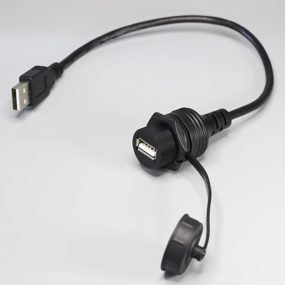 Wholesale IP67 Waterproof USB Cable USB A male to Female Extension Cable Data cord with dust-proof cap