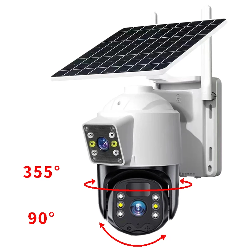 P1 Factory V380 4G Dual lens Wifi Motion Detect Auto Tracking Solar PTZ Sim Card 18650mah Low-Power Battery Network Camera