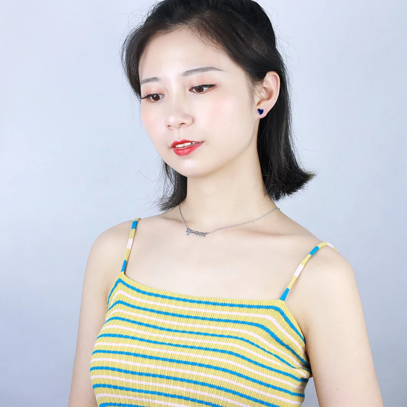 Summer color stud 2023 hot style stud temperament small love zircon stud ear accessories female wholesale