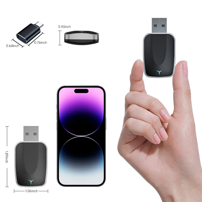 Fast Connection Music Playback Support Music Wireless Carplay Android Auto Adapter with Plug-and-Play