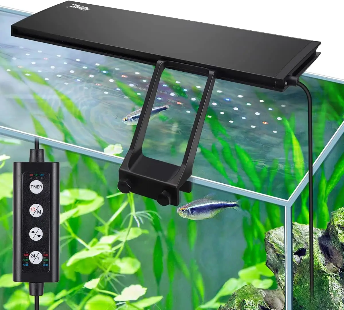 Hygger Clip On 24/7 Aquarium LED Light 14W Sunrise-Daylight-Moonlight Mode and DIY Mode fish tank light aquarium light