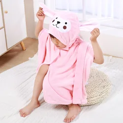Cartoon Animal Kids Soft Fast Absorbing Microfiber Coral Fleece Baby Hooded Bath Wrap Baby Towel