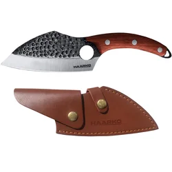 Поварской нож поварской с кожаным футляром, профессиональный супер острый нож для резки мяса из нержавеющей стали в стиле викингов