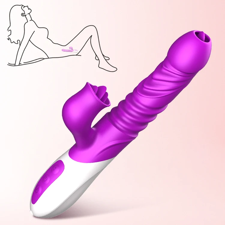 10 Speed Waterproof Rechargeable Insert Vagina dildo Enlargement  Tongue Licking Clitoris Vibration Sex Toys For Female