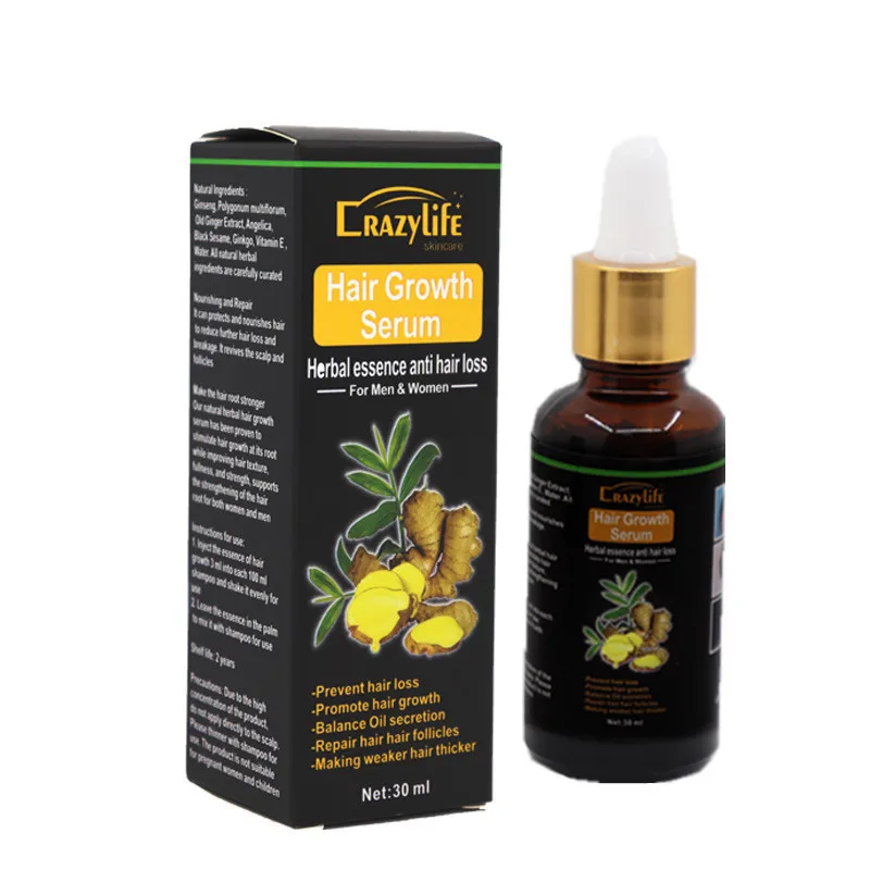 
Free Samples Wholesale New Ingredients Herbal Organic Ginseng Growth Anti Hair Loss Serum 