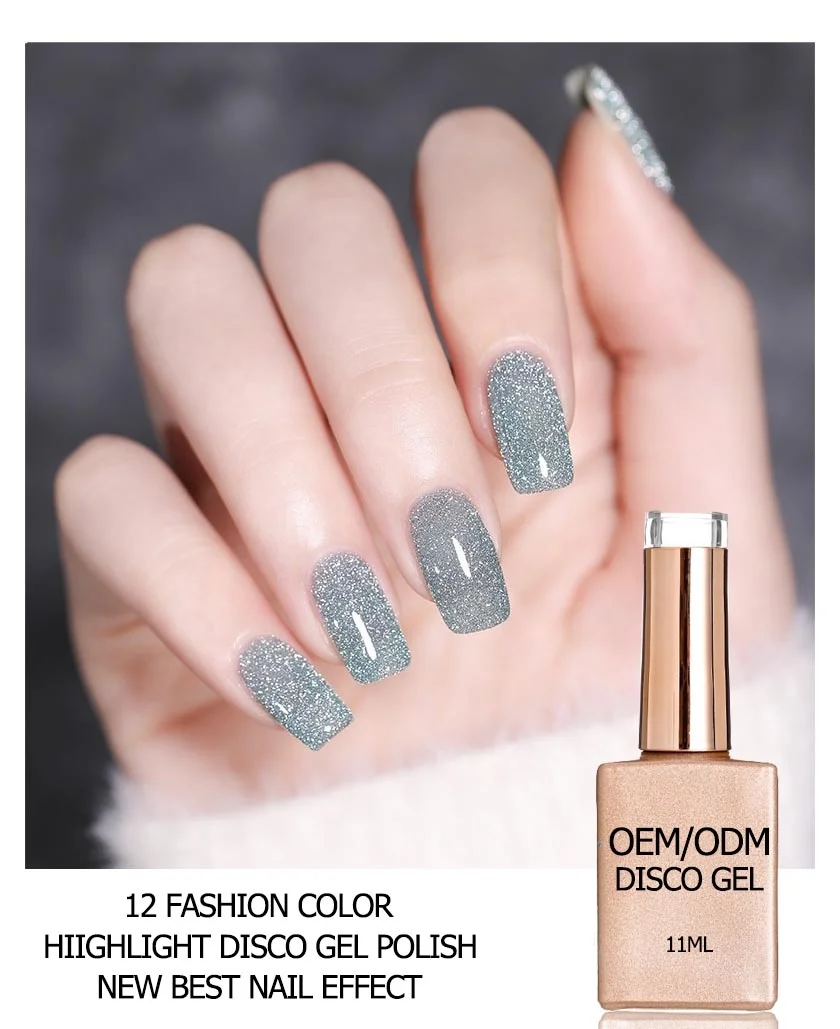 2022 in stock Disco highlight soak off nail hema free gel polish 12 color