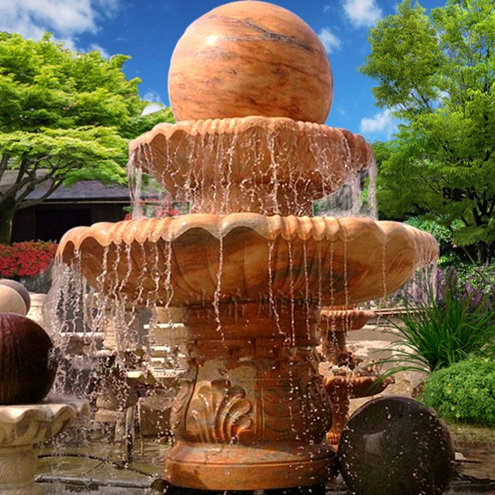 Natural ceramic marble ball fountain for garden decoration