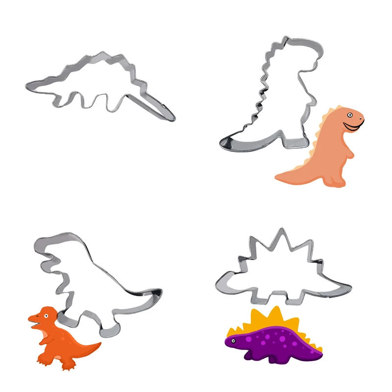 
New Design Low Moq Dinosaur Cookie Stamp 3d Dinosaur Cookie Shape Cutter For Kids 