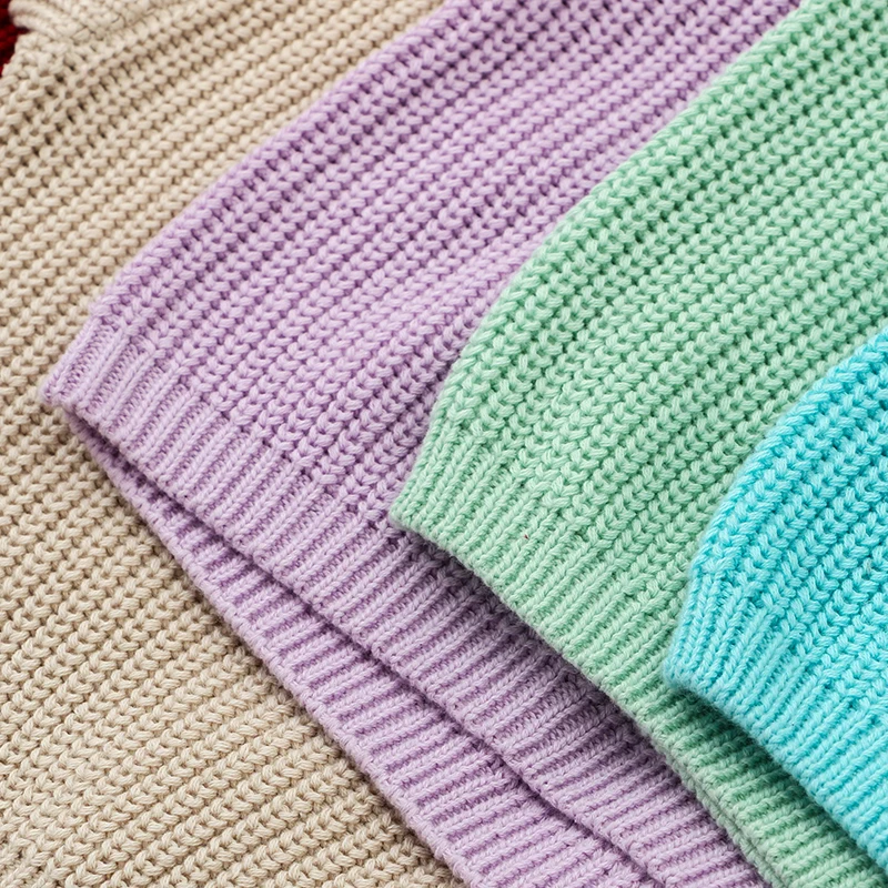 duoyingbao High Quality In Stock Pullover Children Clothes Solid Color Knitted Cotton Baby Sweater