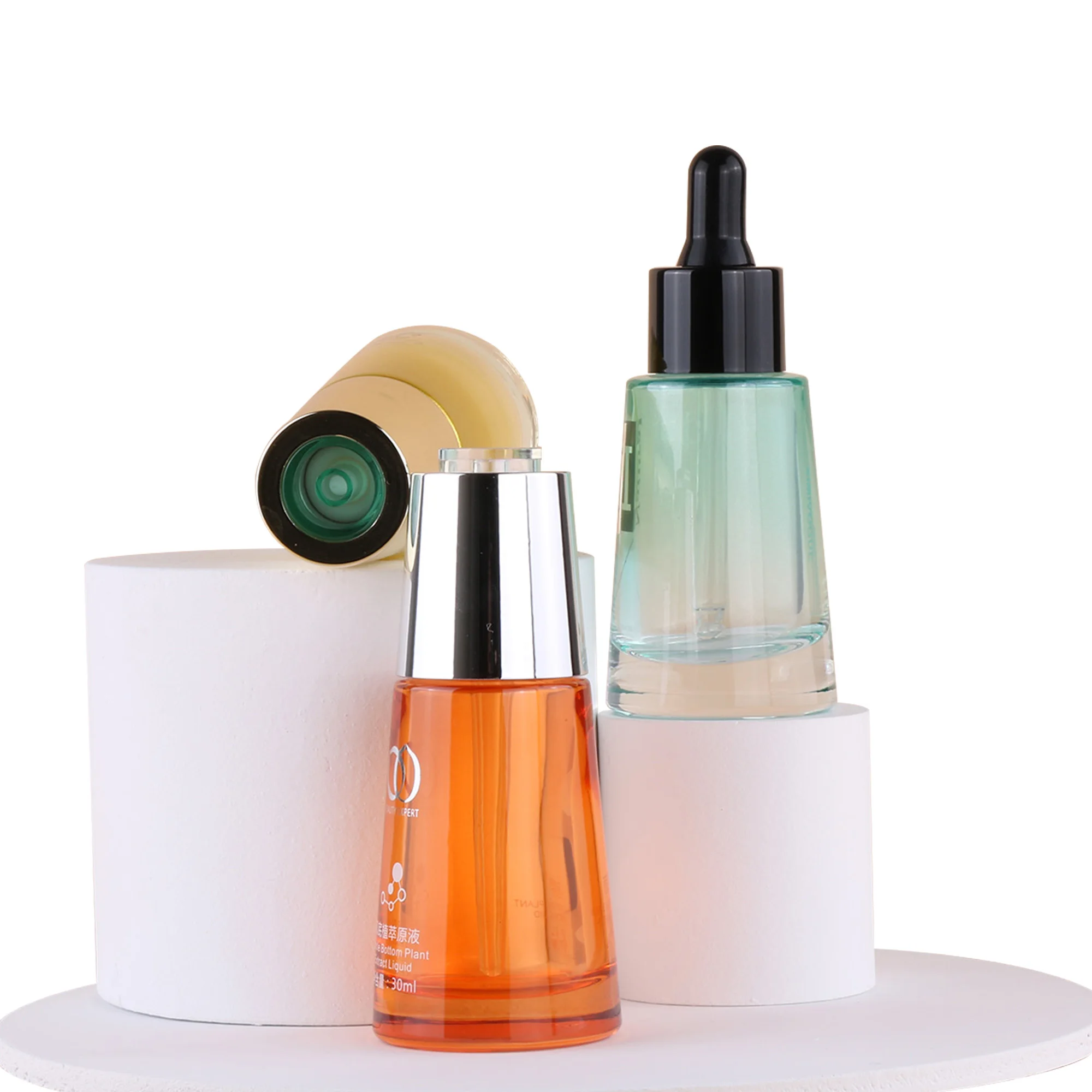 
 Изготовленные на заказ специальные вращающиеся капельницы эссенция масло для лица стеклянные бутылки коническая стеклянная бутылка сделано в Китае  