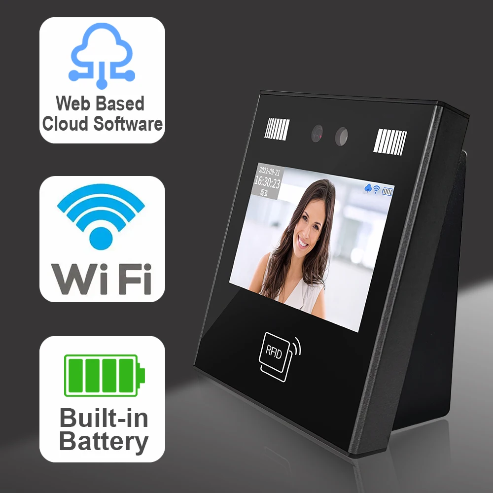 4.3 inch Free SDK Cloud Software  Biometric Face Recognition Employee Face Punch Clock Time Attendance