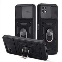 For Redmi note 10 4G 3 in 1 Push Window 360 Degree Finger Ring Bracket Phone Case for poco M3 mobile cover