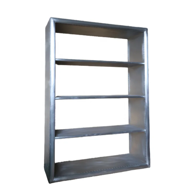 custom aviation furniture metal Aluminium bookshelf 4 tiers home stand display shelves modern bookcase industrial