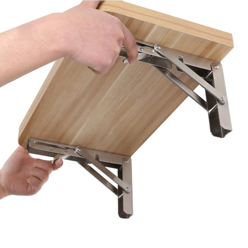 Heavy duty Stainless Steel Wall Mounting Corner Bracket Table Bench Support Bracket 8 inches Folding Metal Shelf Brackets