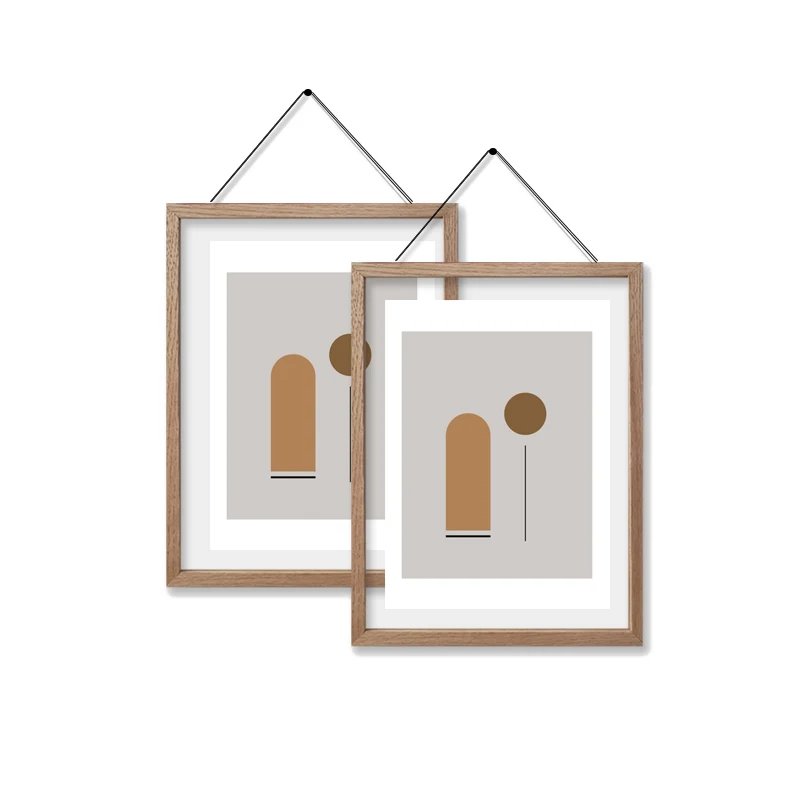 Wholesale A4 Natural Oak Wood Art Photo  Floating Picture Frame Acrylic For Wall