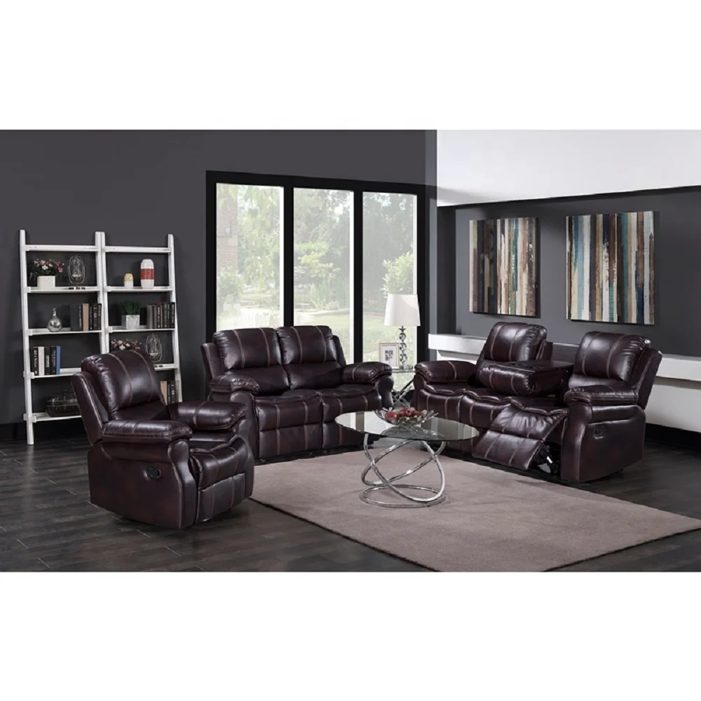 Adjustable Leather Reclining Sofa Home Theater Seating Power Sofabed Set Theater Recliner 5 Seater Sectional Sofa
