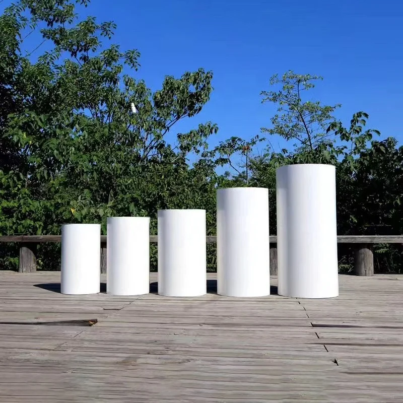 Acrylic display plinth for exhibitions weddings round plinths display white acrylic wedding cylinder