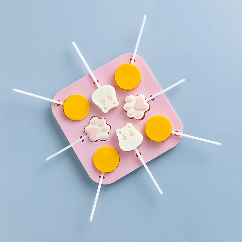 Custom Silicone Chocolate Molds 3D Straw Topper Cat Dog moldes silicona para fondant Jelly Lolly Baking Molds