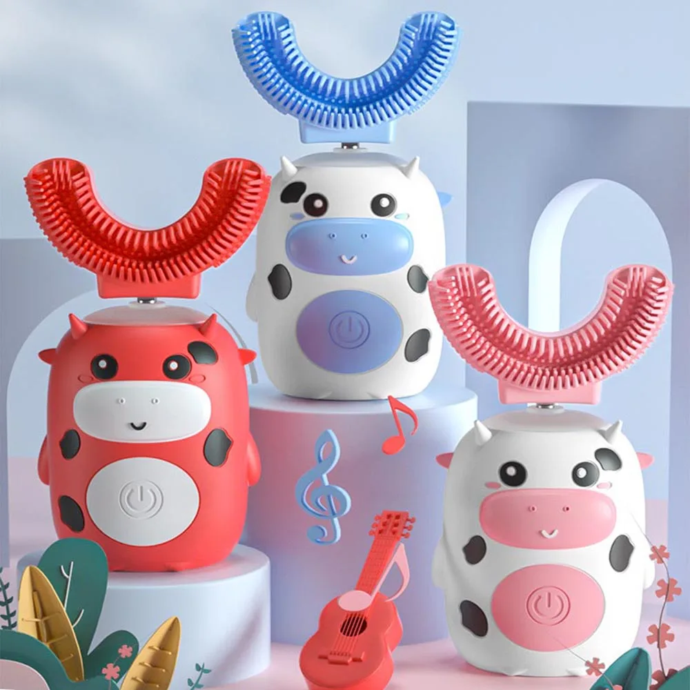 Kid Smart Cartoon Toothbrush Automatic 360 Degree U Type Electric Toothbrush Waterproof Animal Electric Ultrasonic Toothbrush