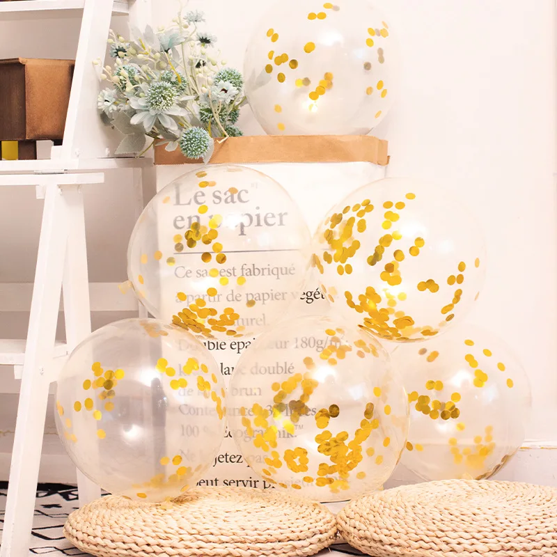 Chinese manufacturer sequined balloons wedding birthday decoration transparent latex paper balloons
