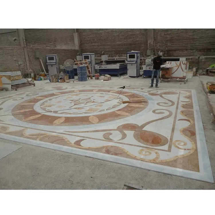 Waterjet Medalion Floor Tiles Square Parquet Marble Mosaics Villa Hall Decoration Graphic Design Available