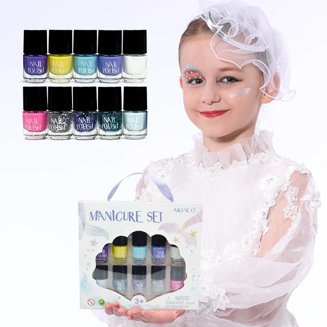 Akiaco chrome children eco friendly clear glitter finger paints fast drying nail polish