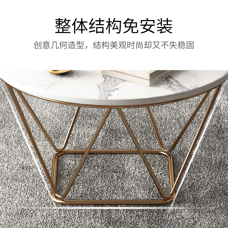 marble top coffee table living room furniture multifunction coffee table modern nordic style  outdoor tables gold metal frame