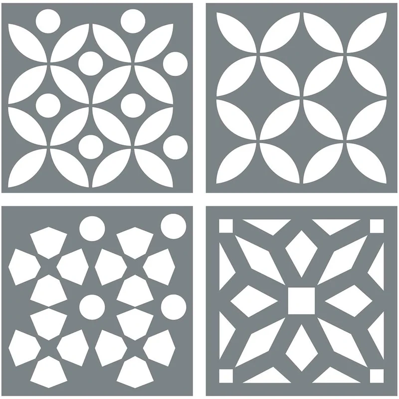 Factory Wholesale Cheap Reusable Mylar Plastic Stencil 6 Inch  4  pack Tile Stencil for Painting