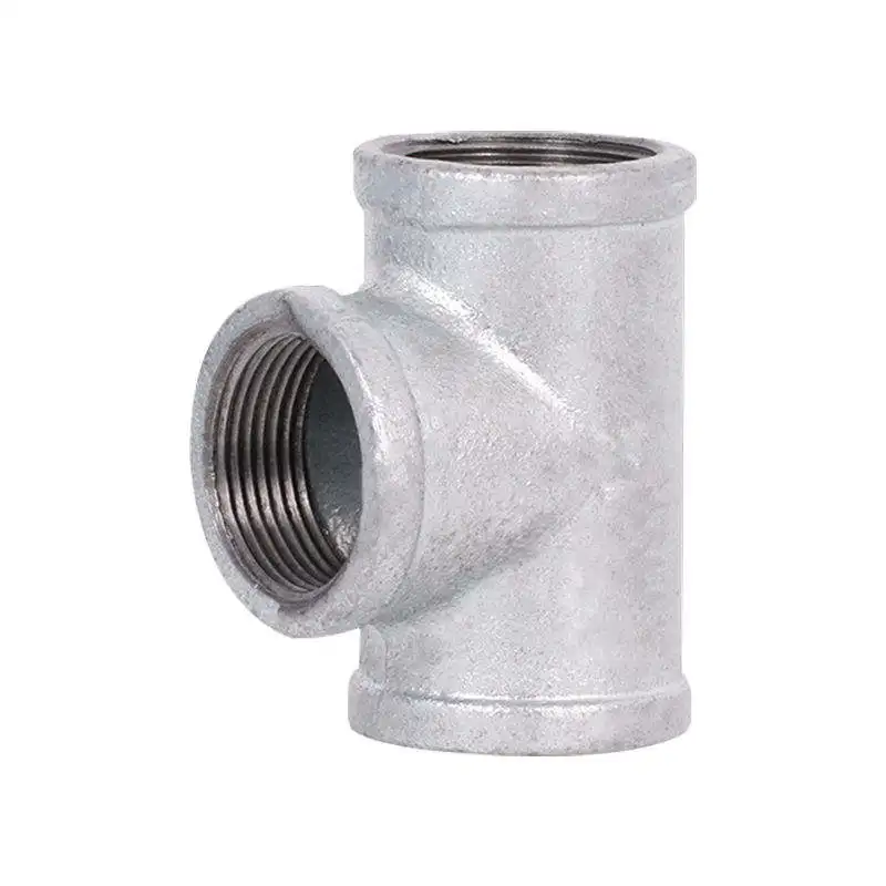Hot dip galvanized malleable iron threaded equal tee