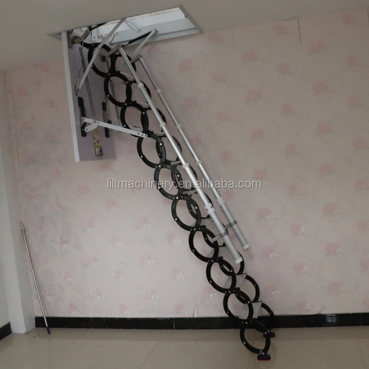 light weight easy operate and installation Ti-Mg alloy material ceiling staircase foldable with handrail
